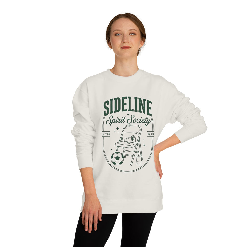 Sideline Spirit Society Crewneck Sweatshirt — Soccer Coach & Fan Sideline Design
