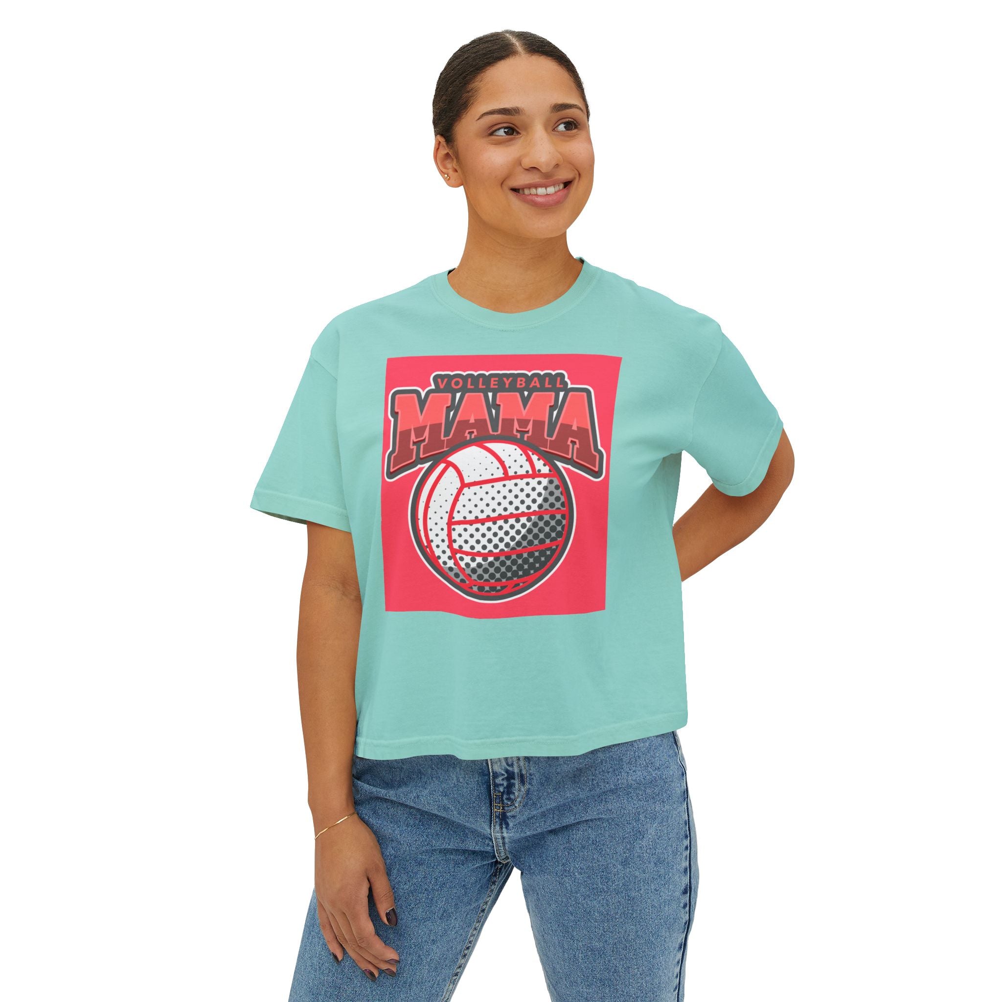 Volleyball Mama Boxy Tee — Retro Volleyball Mom Shirt