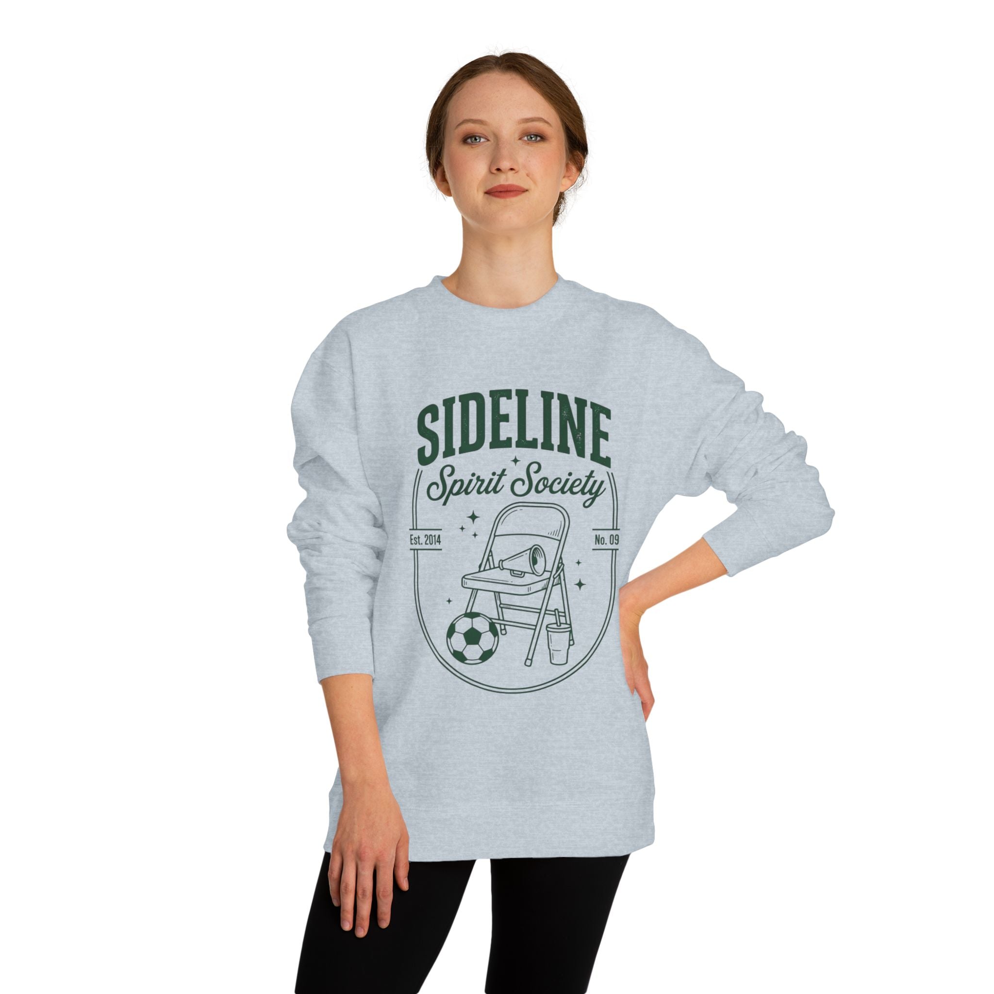 Sideline Spirit Society Crewneck Sweatshirt — Soccer Coach & Fan Sideline Design