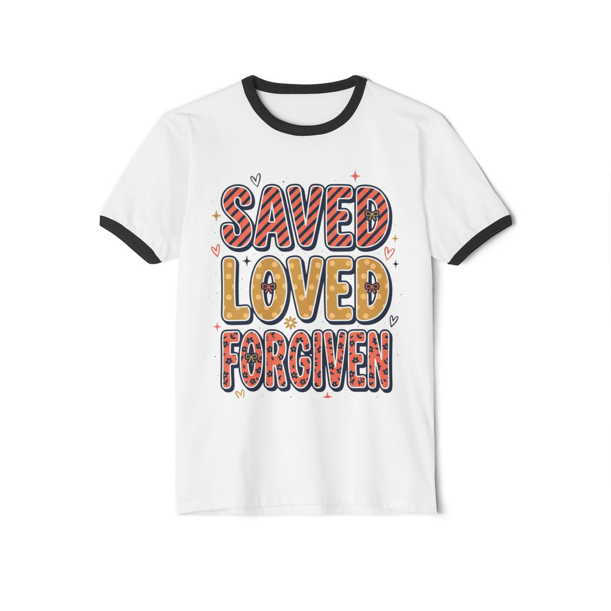Saved Loved Forgiven Ringer T-Shirt