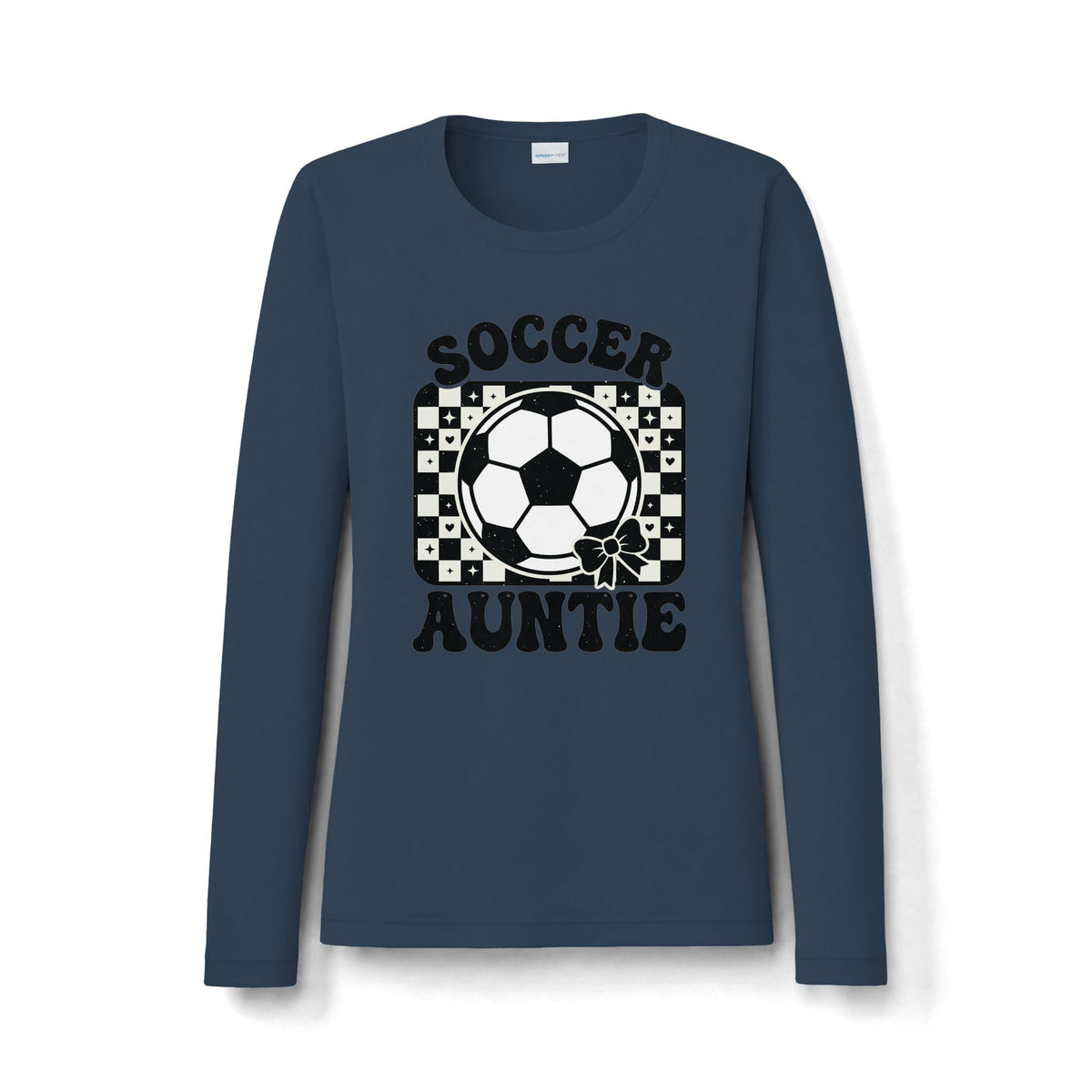 Soccer Auntie Long Sleeve Shirt — Retro Soccer Ball Design