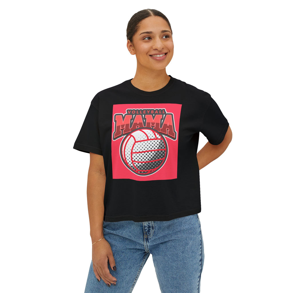 Volleyball Mama Boxy Tee — Retro Volleyball Mom Shirt