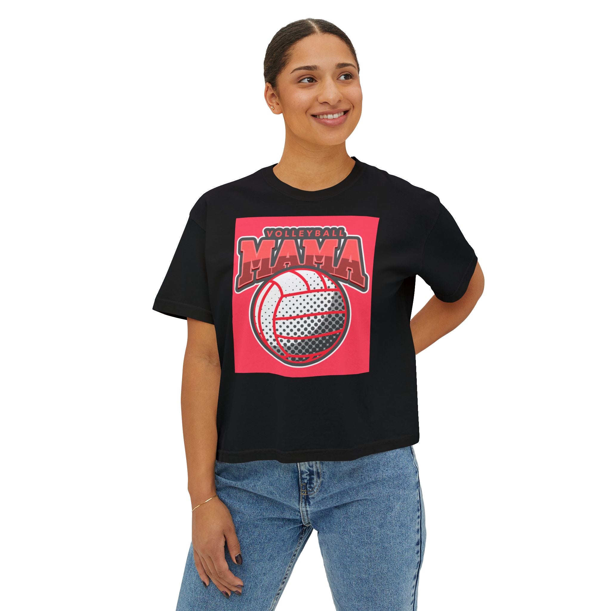Volleyball Mama Boxy Tee — Retro Volleyball Mom Shirt