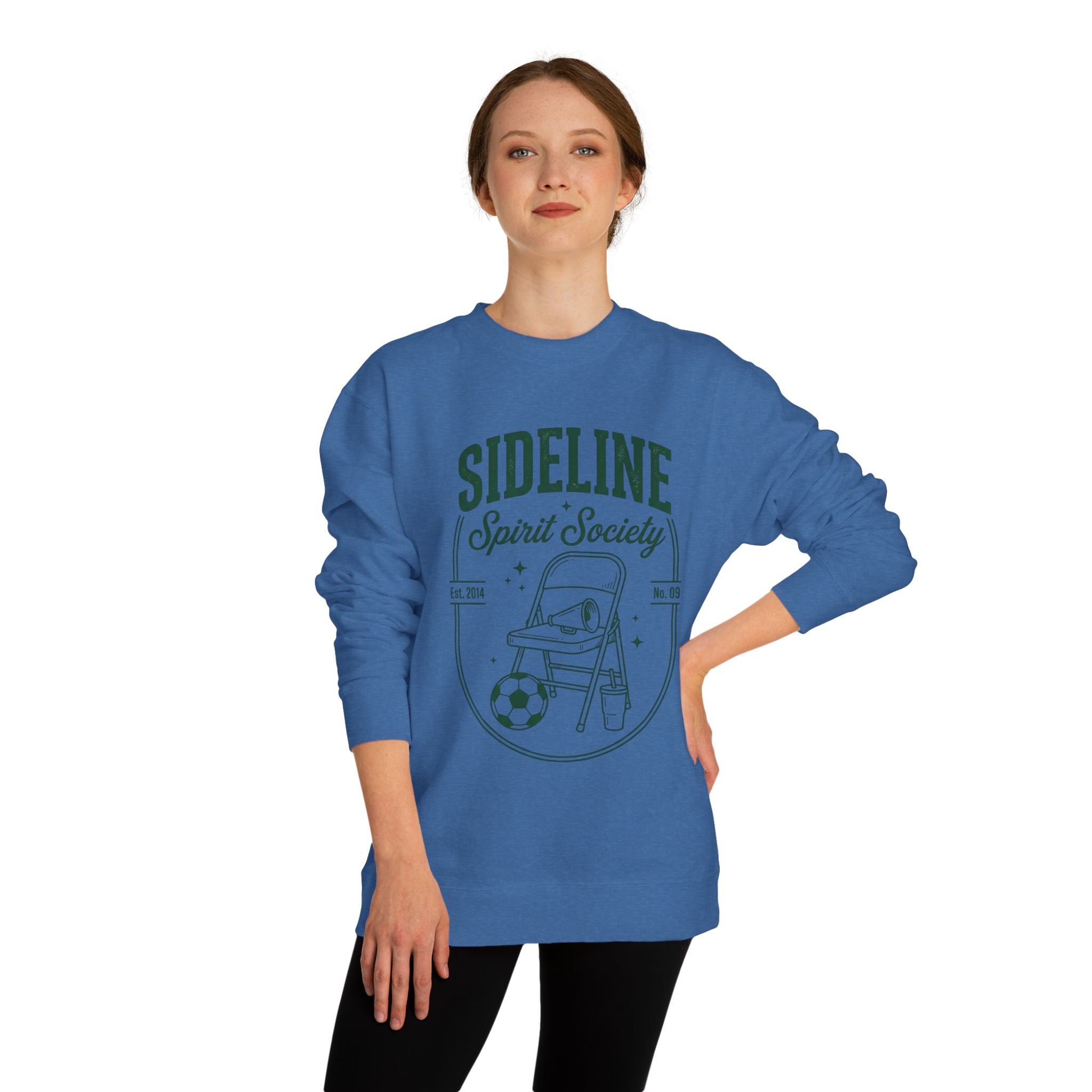 Sideline Spirit Society Crewneck Sweatshirt — Soccer Coach & Fan Sideline Design