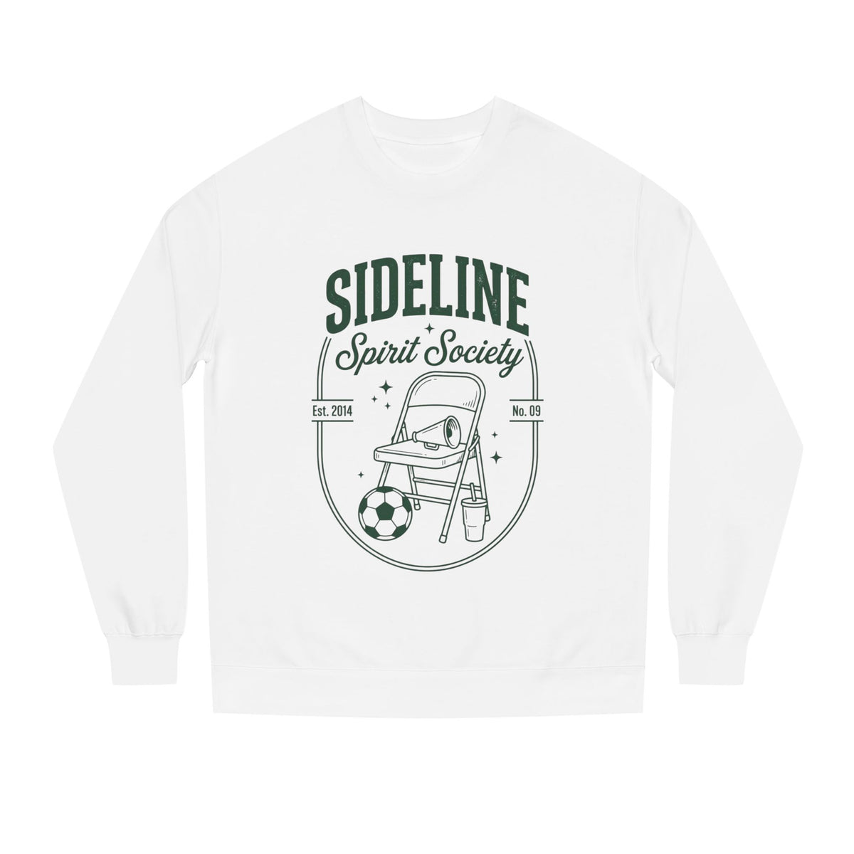 Sideline Spirit Society Crewneck Sweatshirt — Soccer Coach & Fan Sideline Design
