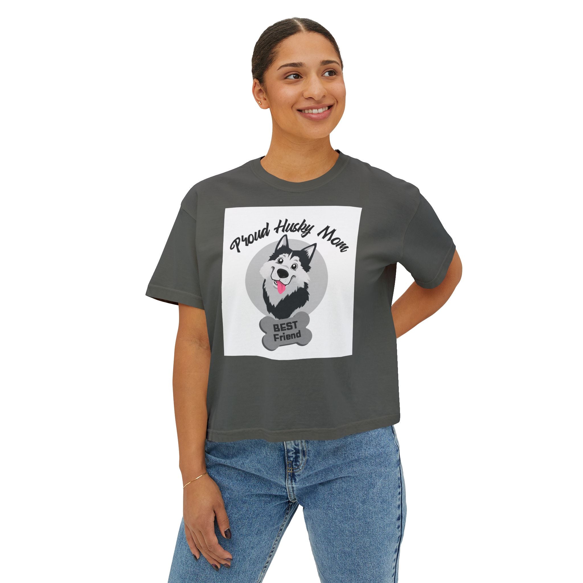 Proud Husky Mom Women's Boxy Tee – Best Friend Dog Lover Shirt