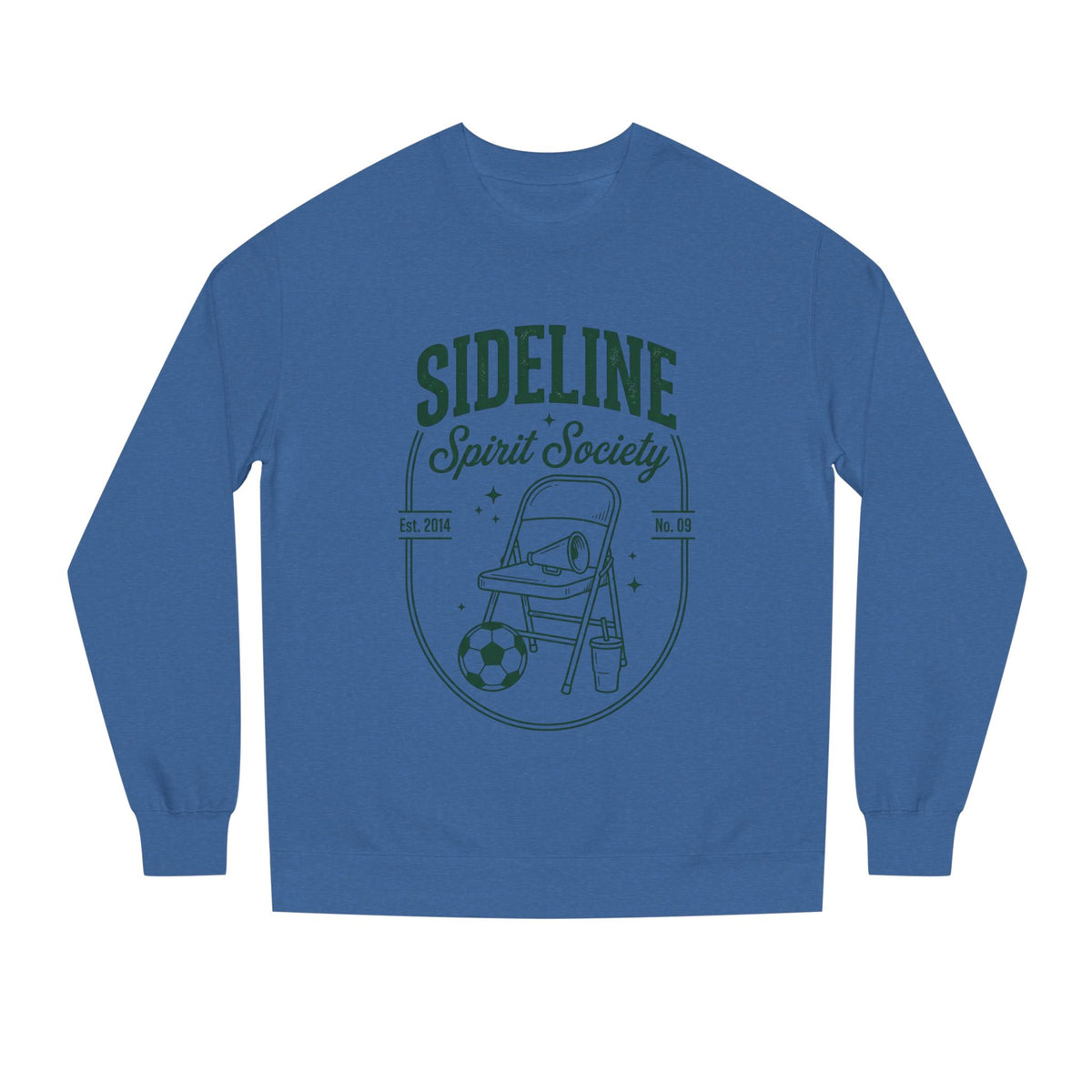 Sideline Spirit Society Crewneck Sweatshirt — Soccer Coach & Fan Sideline Design