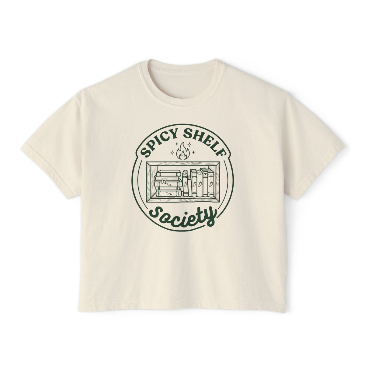 Spicy Shelf Society Women's Boxy Tee — Book Lover Reading Club Graphic Shirt