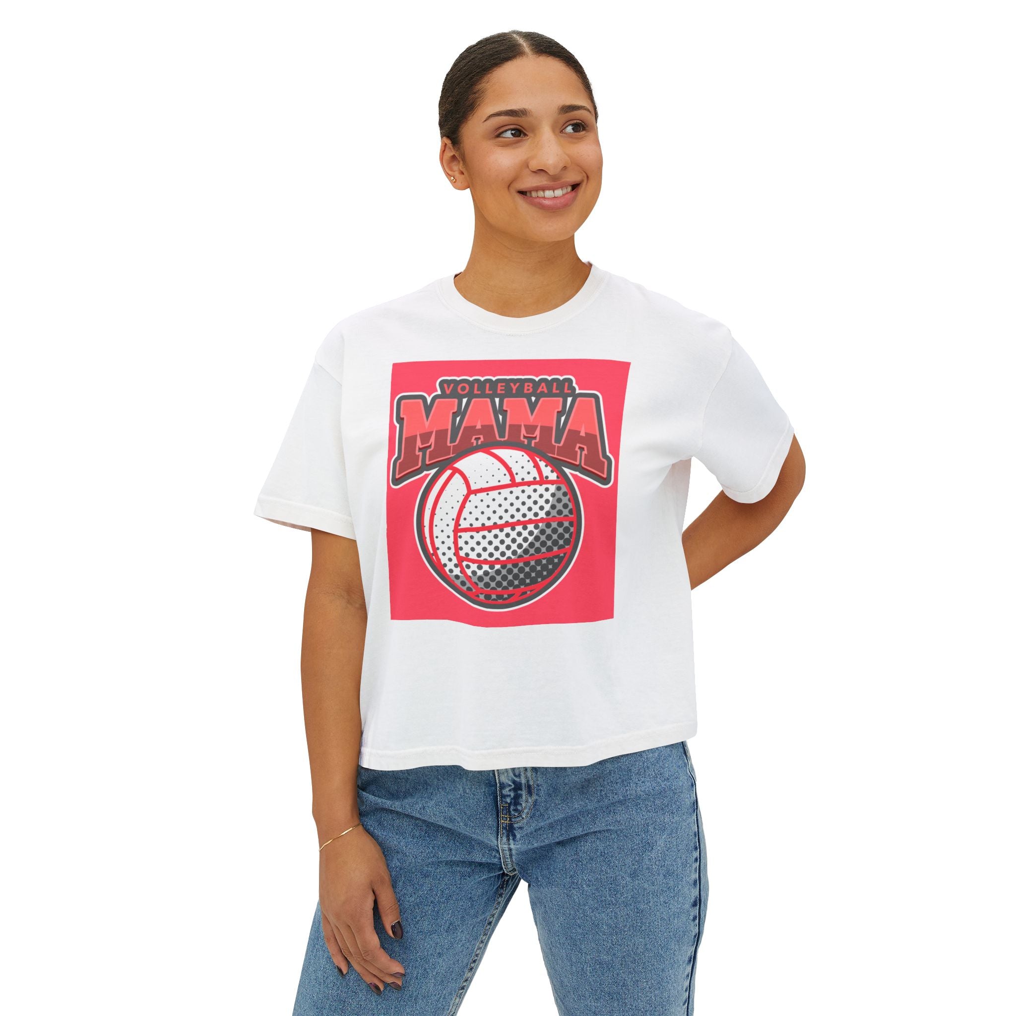 Volleyball Mama Boxy Tee — Retro Volleyball Mom Shirt