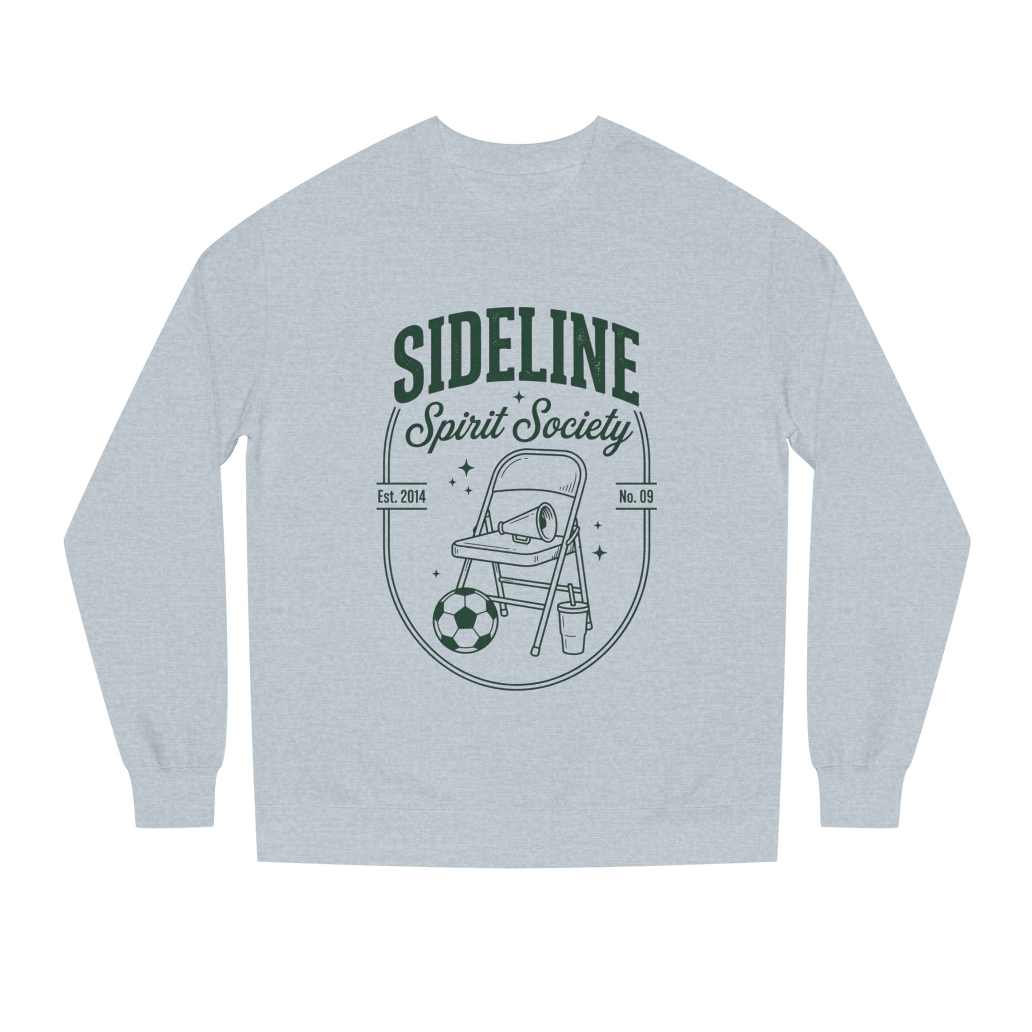 Sideline Spirit Society Crewneck Sweatshirt — Soccer Coach & Fan Sideline Design