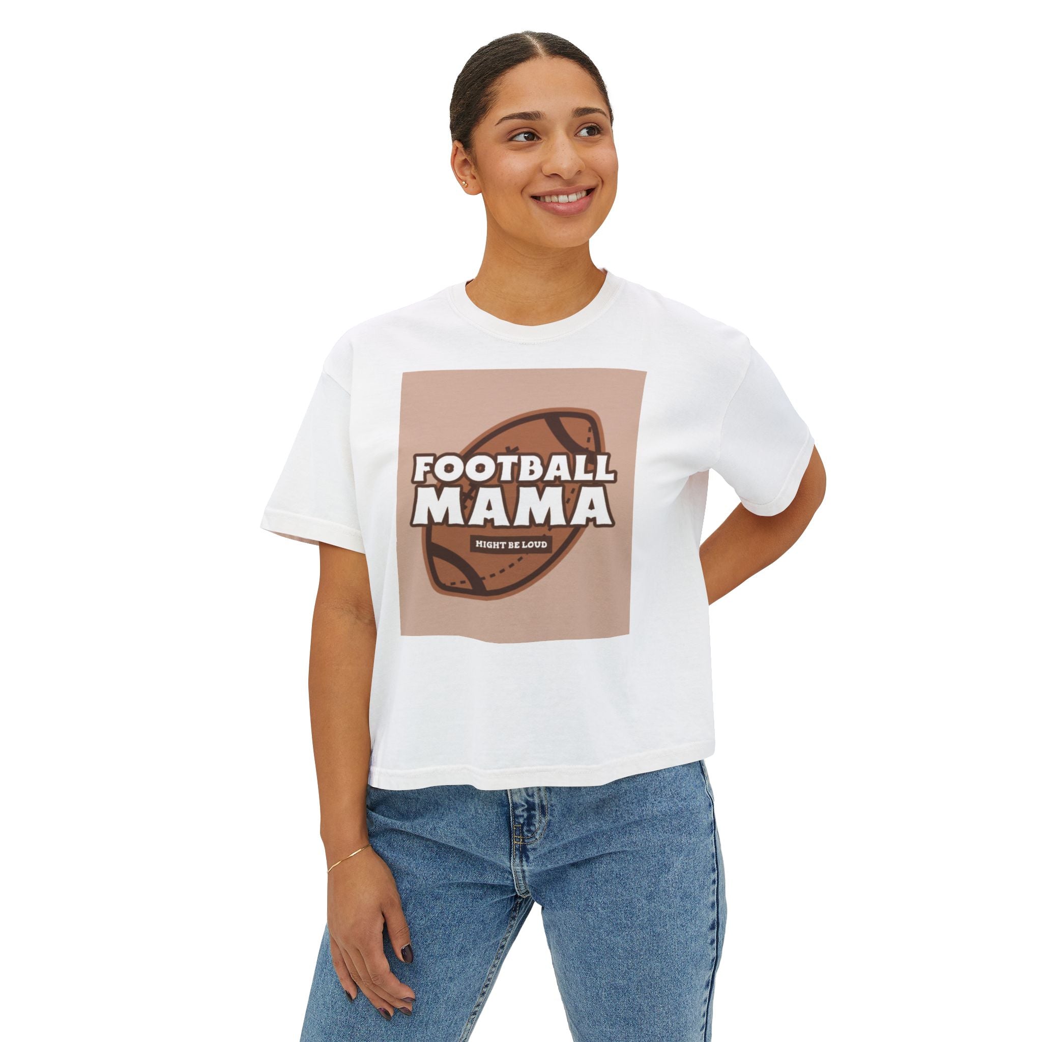 Football Mama Boxy Tee — Cute Moms' Game Day T‑Shirt