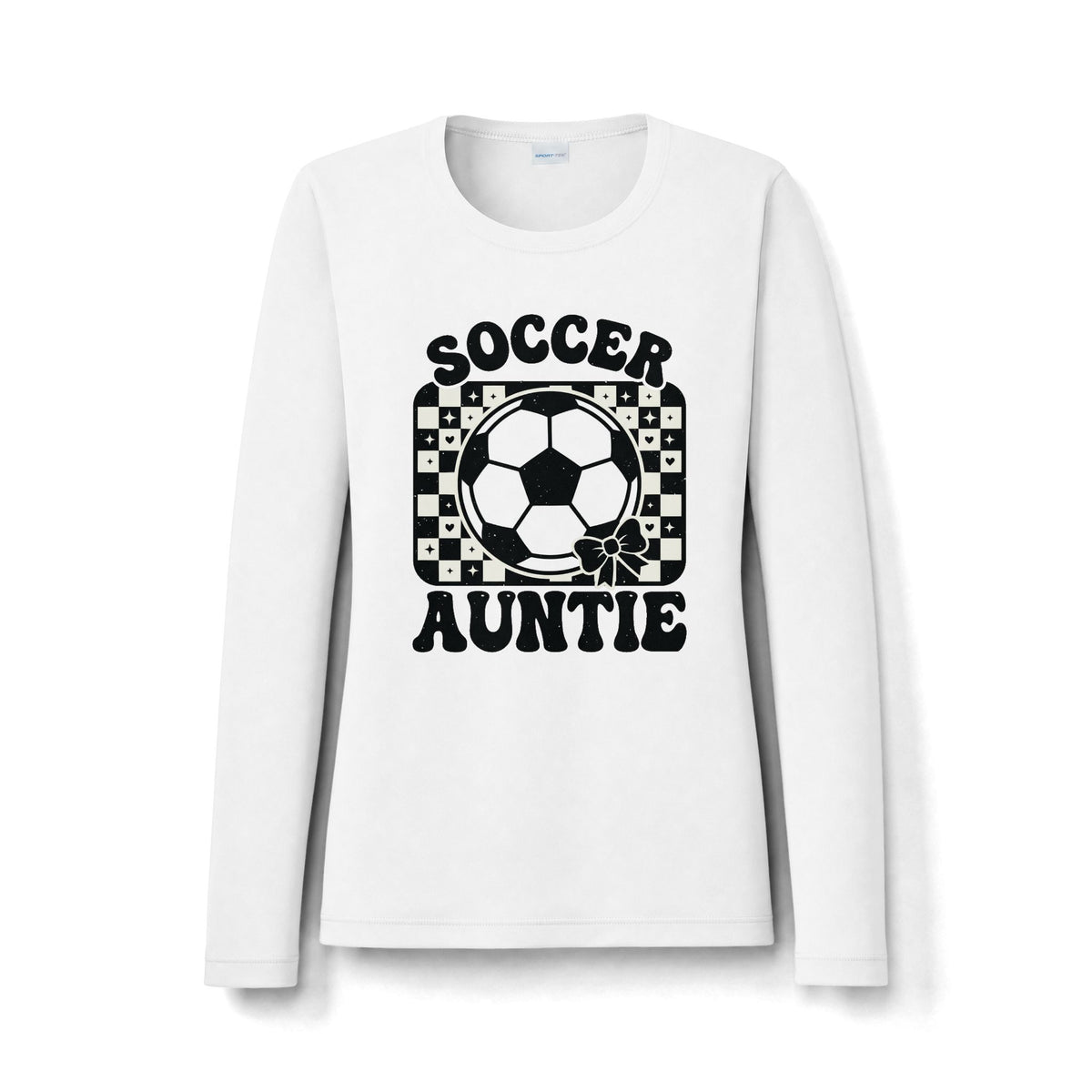 Soccer Auntie Long Sleeve Shirt — Retro Soccer Ball Design