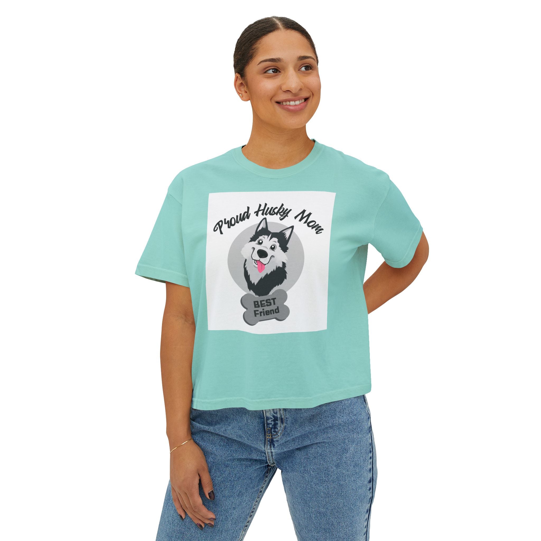 Proud Husky Mom Women's Boxy Tee – Best Friend Dog Lover Shirt