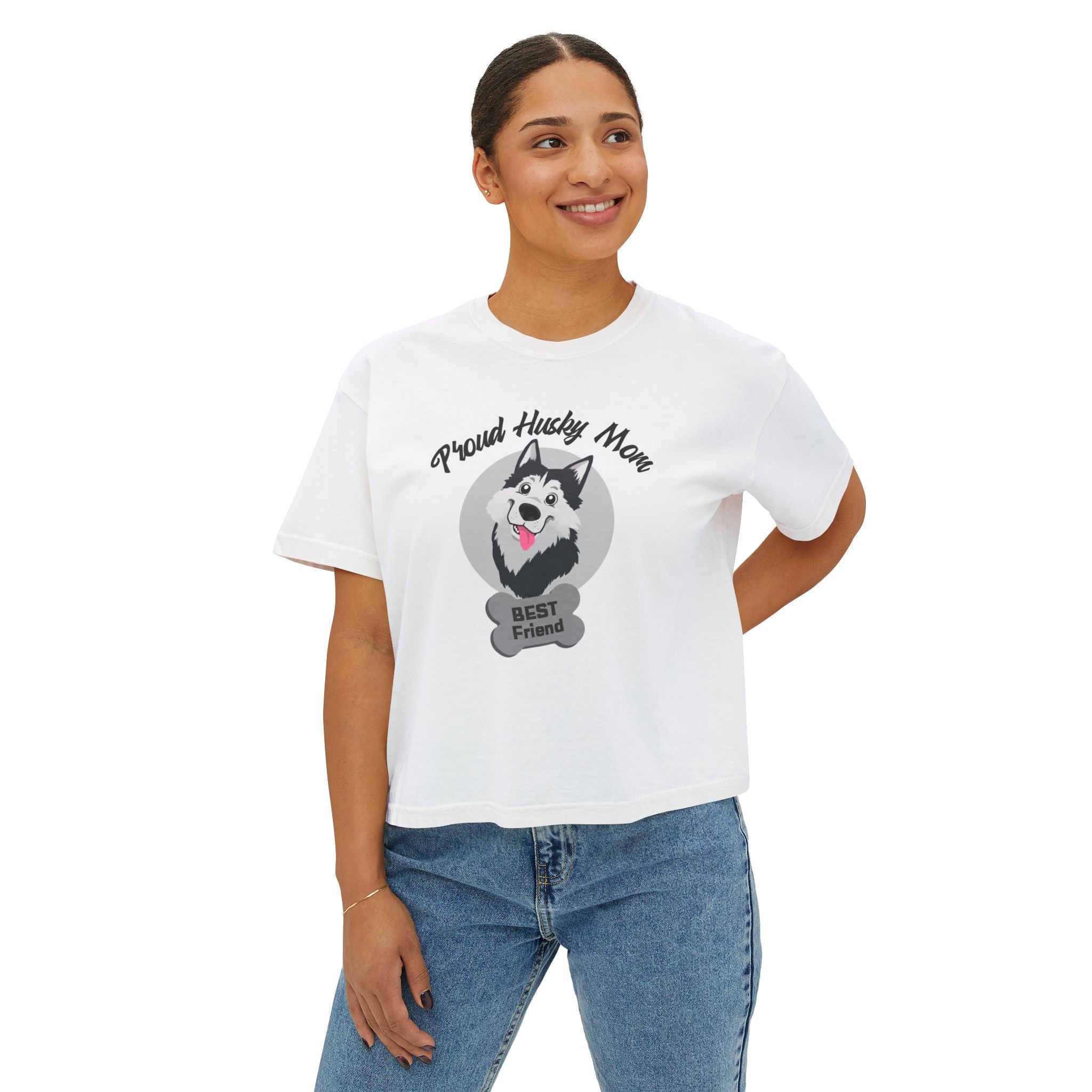 Proud Husky Mom Women's Boxy Tee – Best Friend Dog Lover Shirt