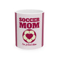 Soccer Mom Ceramic Mug (11oz & 15oz) — 'I'm A Cool Mom' Heart Soccer Ball Coffee Cup
