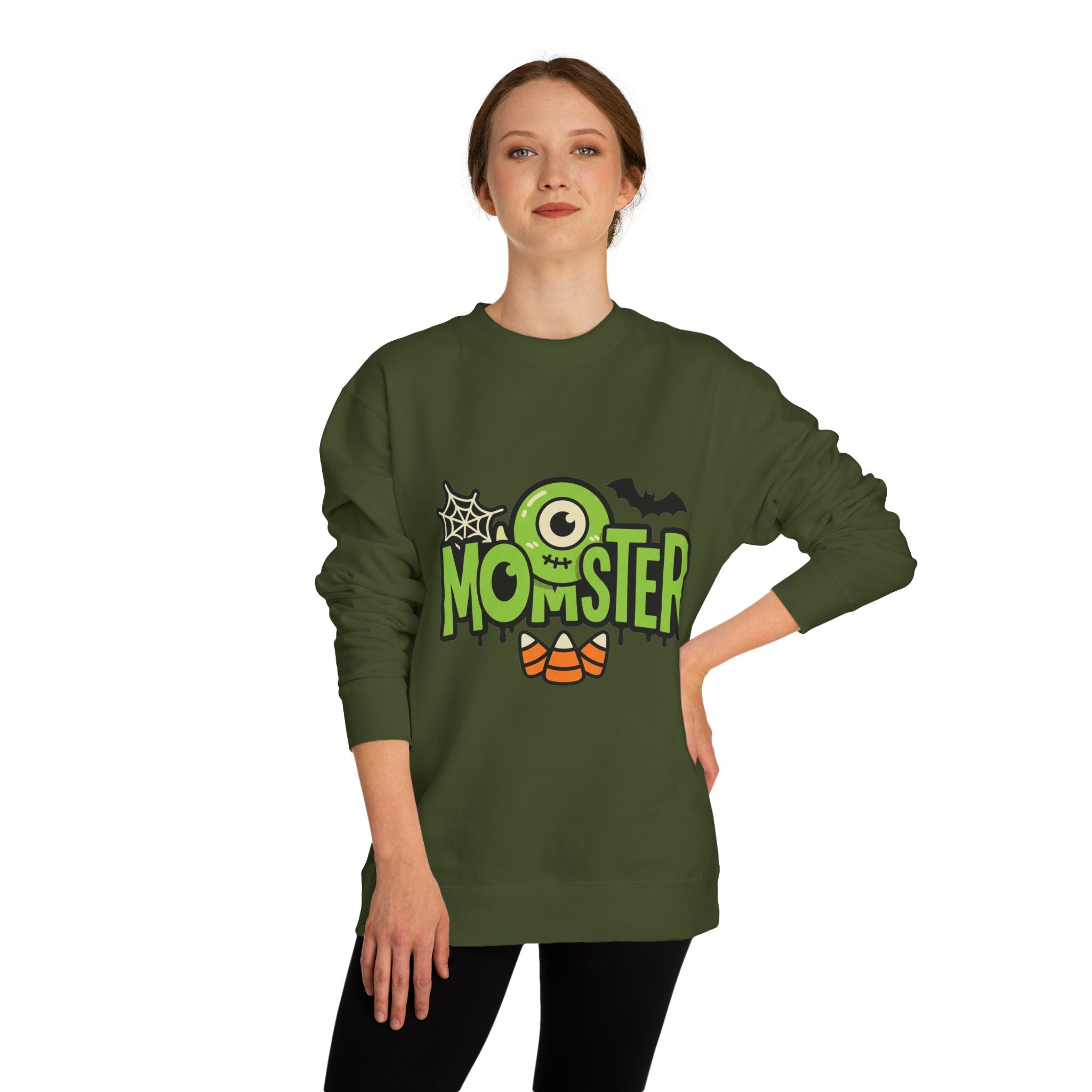 Momster Halloween Sweatshirt — Cute Green Monster Mom Graphic
