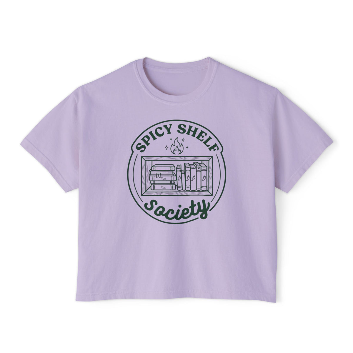 Spicy Shelf Society Women's Boxy Tee — Book Lover Reading Club Graphic Shirt