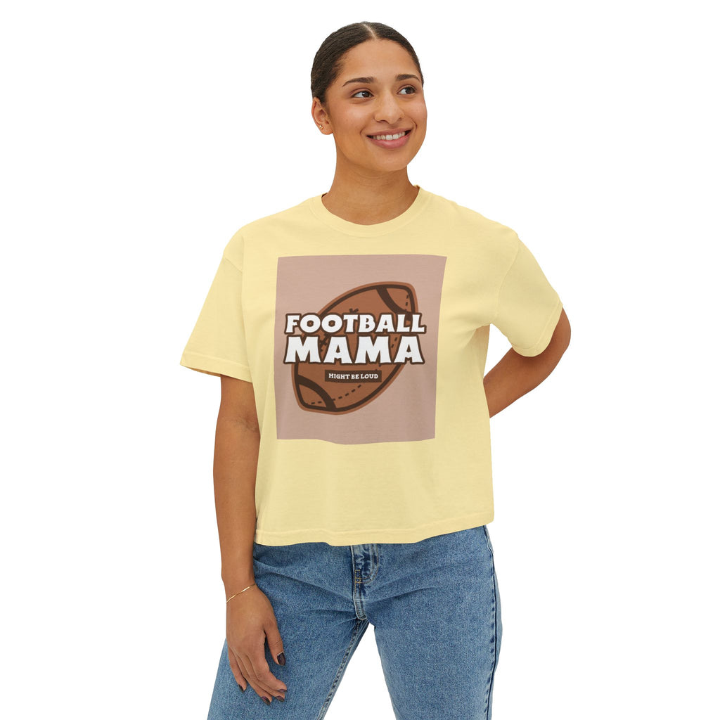 Football Mama Boxy Tee — Cute Moms' Game Day T‑Shirt