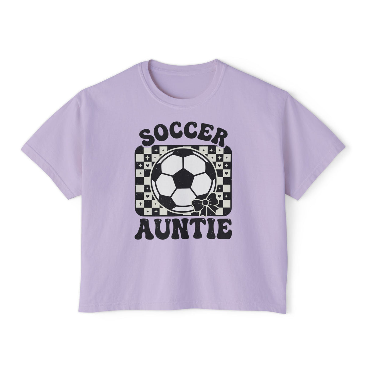 Soccer Auntie Women's Boxy Tee — Retro Soccer Ball Graphic