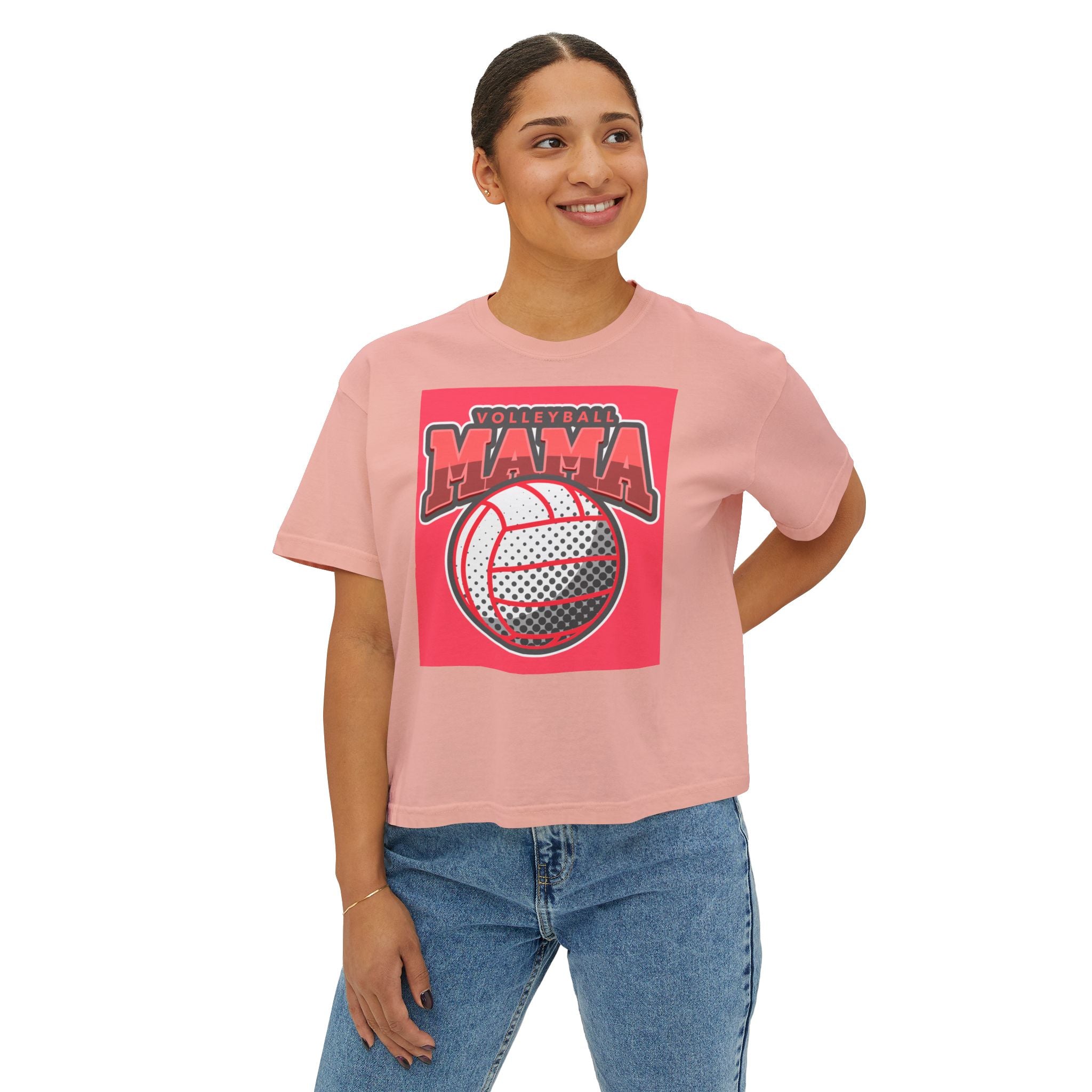 Volleyball Mama Boxy Tee — Retro Volleyball Mom Shirt