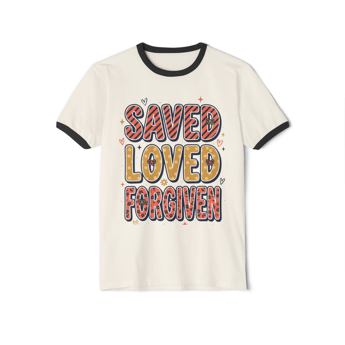 Saved Loved Forgiven Ringer T-Shirt