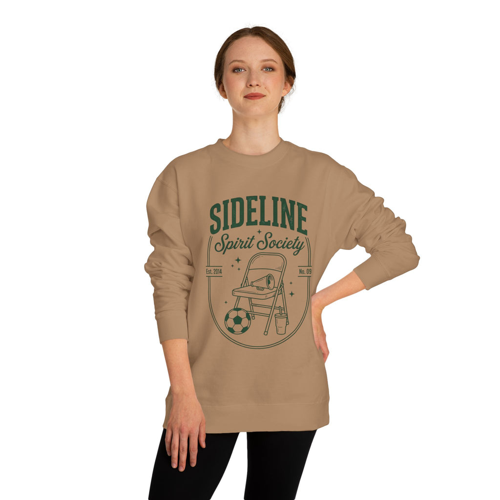 Sideline Spirit Society Crewneck Sweatshirt — Soccer Coach & Fan Sideline Design