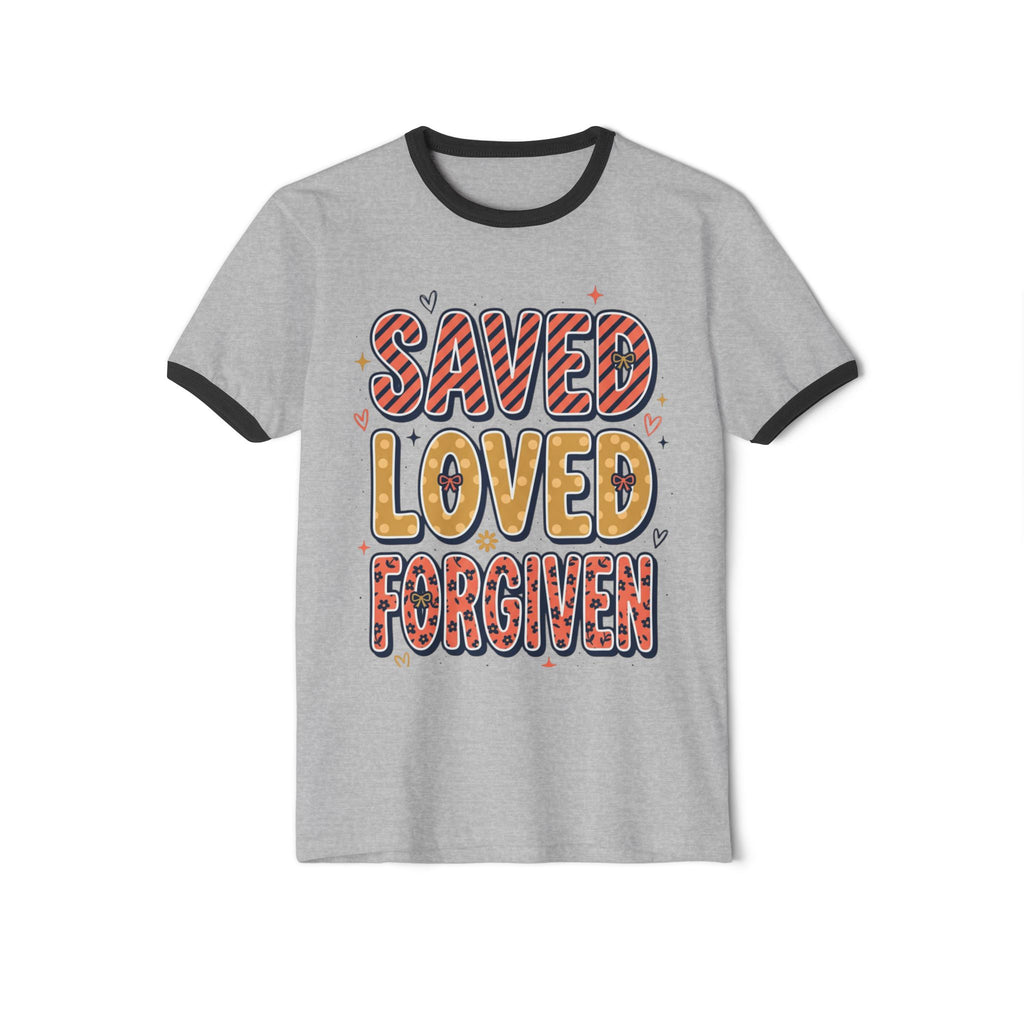 Saved Loved Forgiven Ringer T-Shirt