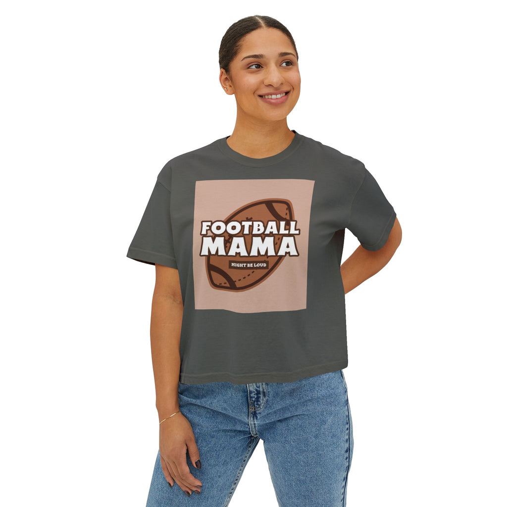 Football Mama Boxy Tee — Cute Moms' Game Day T‑Shirt
