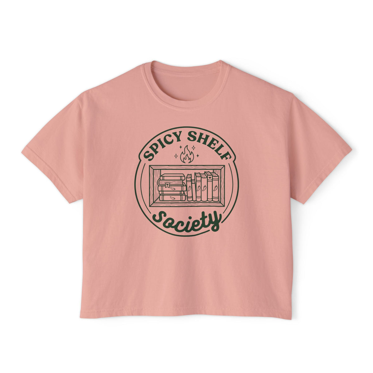 Spicy Shelf Society Women's Boxy Tee — Book Lover Reading Club Graphic Shirt