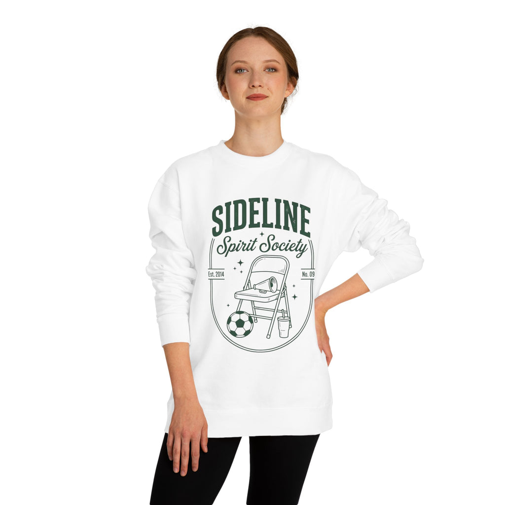 Sideline Spirit Society Crewneck Sweatshirt — Soccer Coach & Fan Sideline Design