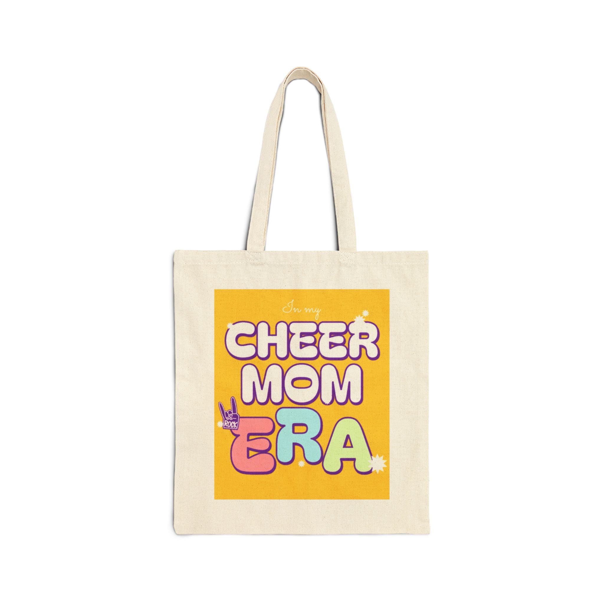 Cheer Mom Era Tote Bag — Retro Cheerleading Mom Canvas Tote