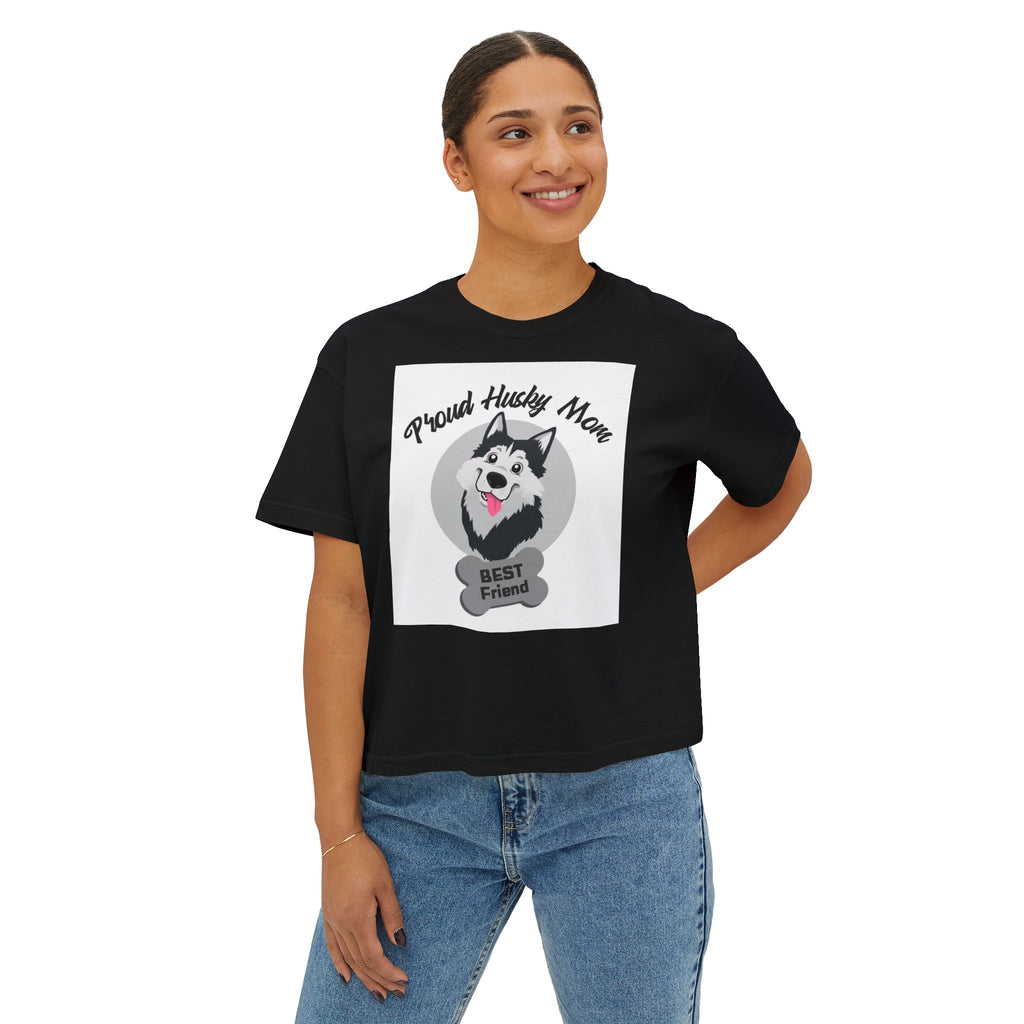 Proud Husky Mom Women's Boxy Tee – Best Friend Dog Lover Shirt