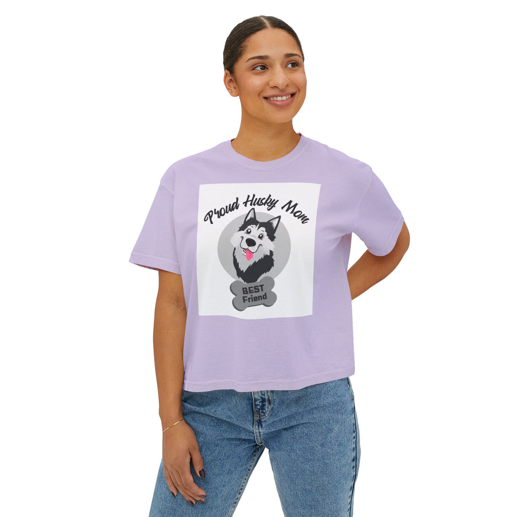 Proud Husky Mom Women's Boxy Tee – Best Friend Dog Lover Shirt