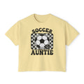 Soccer Auntie Women's Boxy Tee — Retro Soccer Ball Graphic