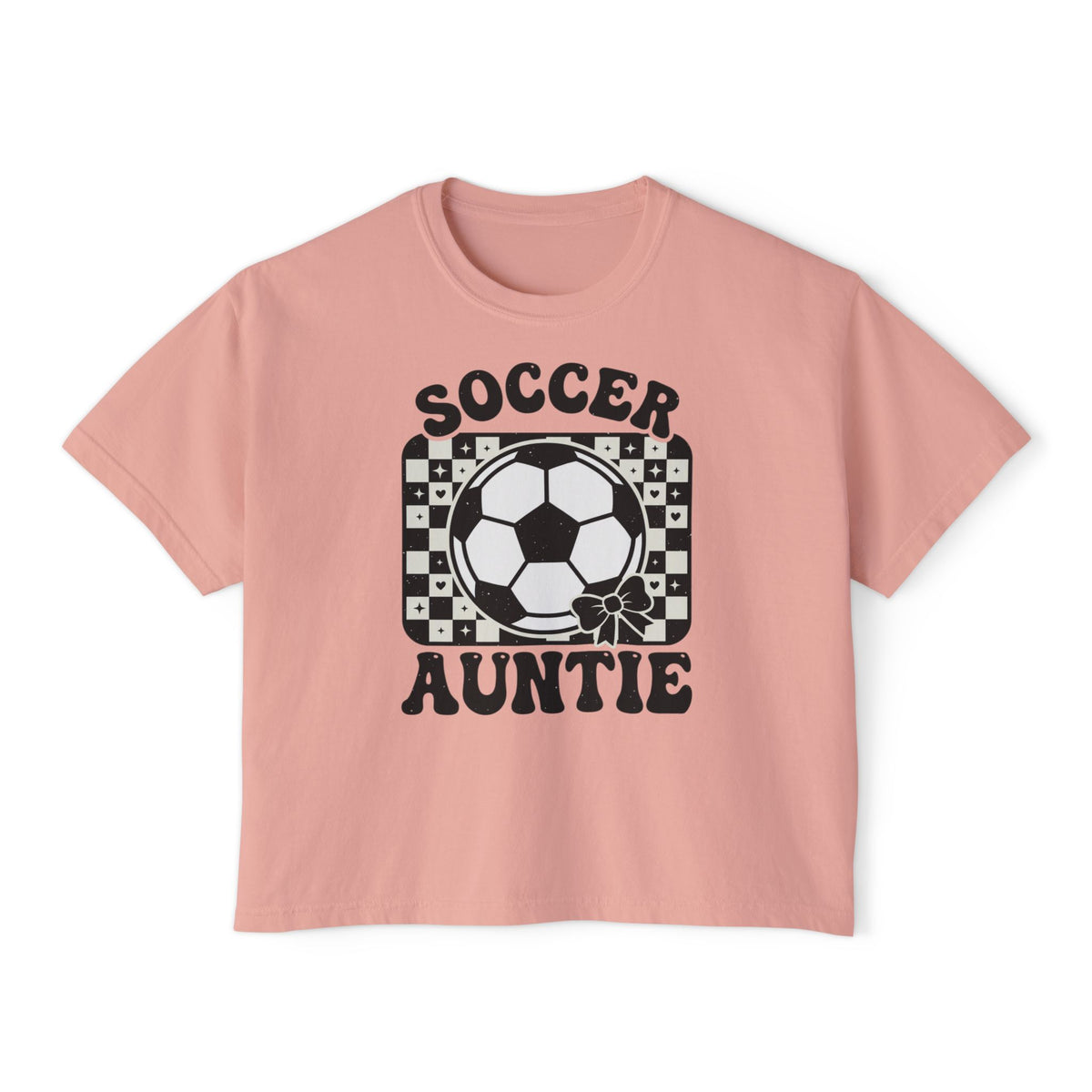 Soccer Auntie Women's Boxy Tee — Retro Soccer Ball Graphic