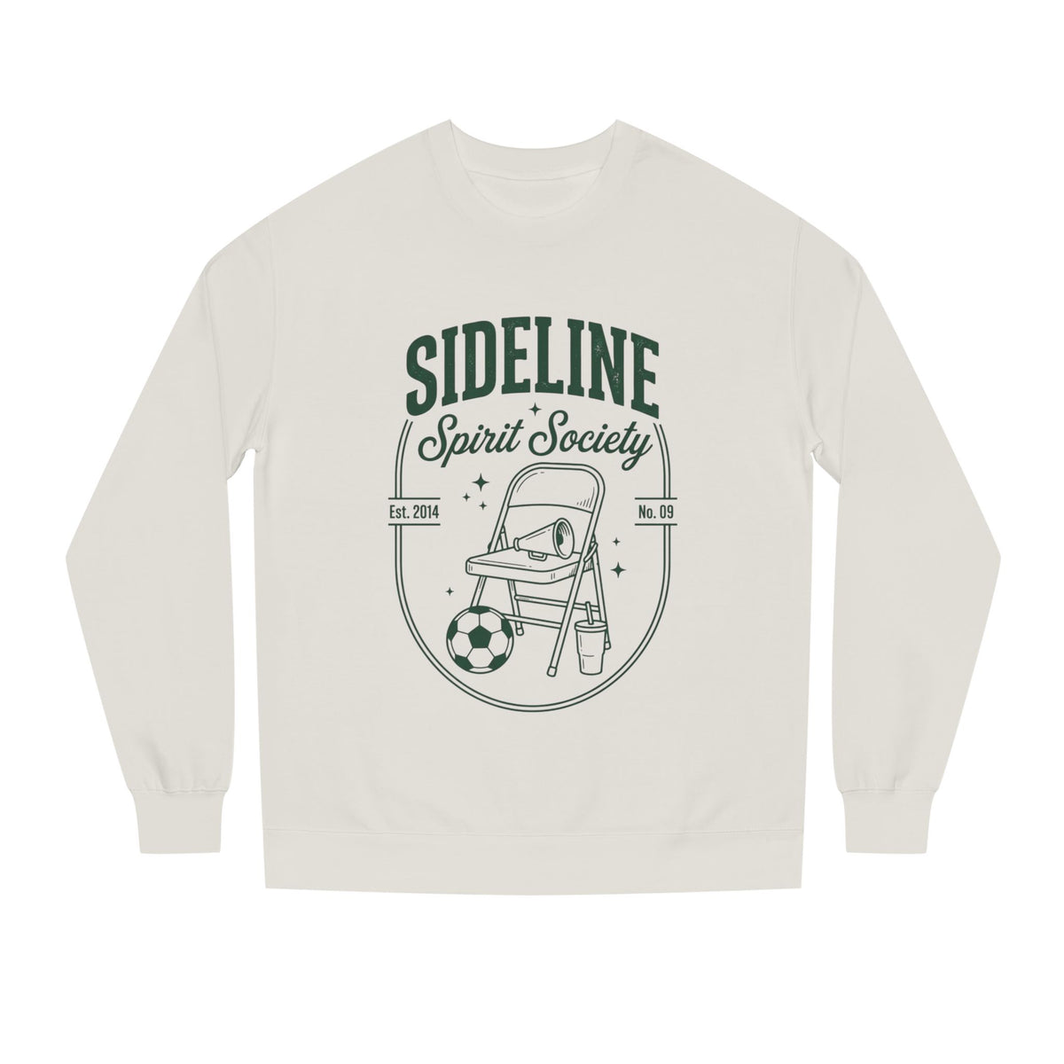 Sideline Spirit Society Crewneck Sweatshirt — Soccer Coach & Fan Sideline Design