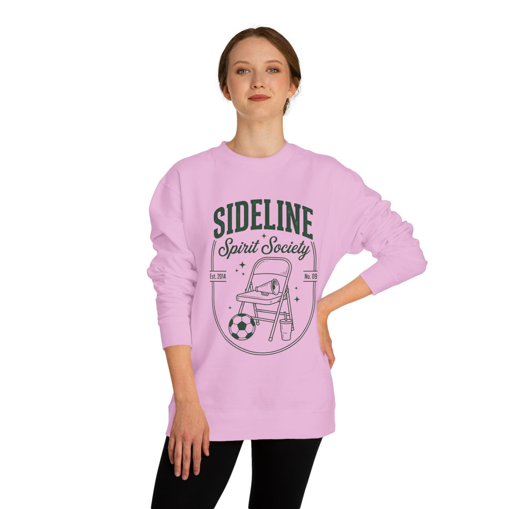 Sideline Spirit Society Crewneck Sweatshirt — Soccer Coach & Fan Sideline Design
