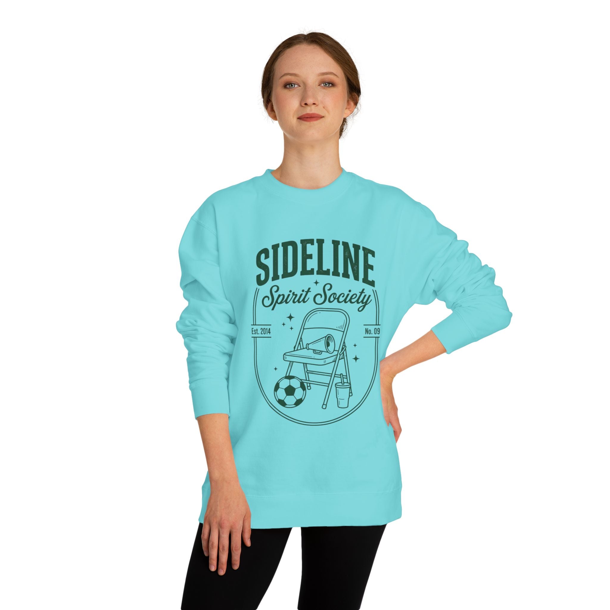 Sideline Spirit Society Crewneck Sweatshirt — Soccer Coach & Fan Sideline Design