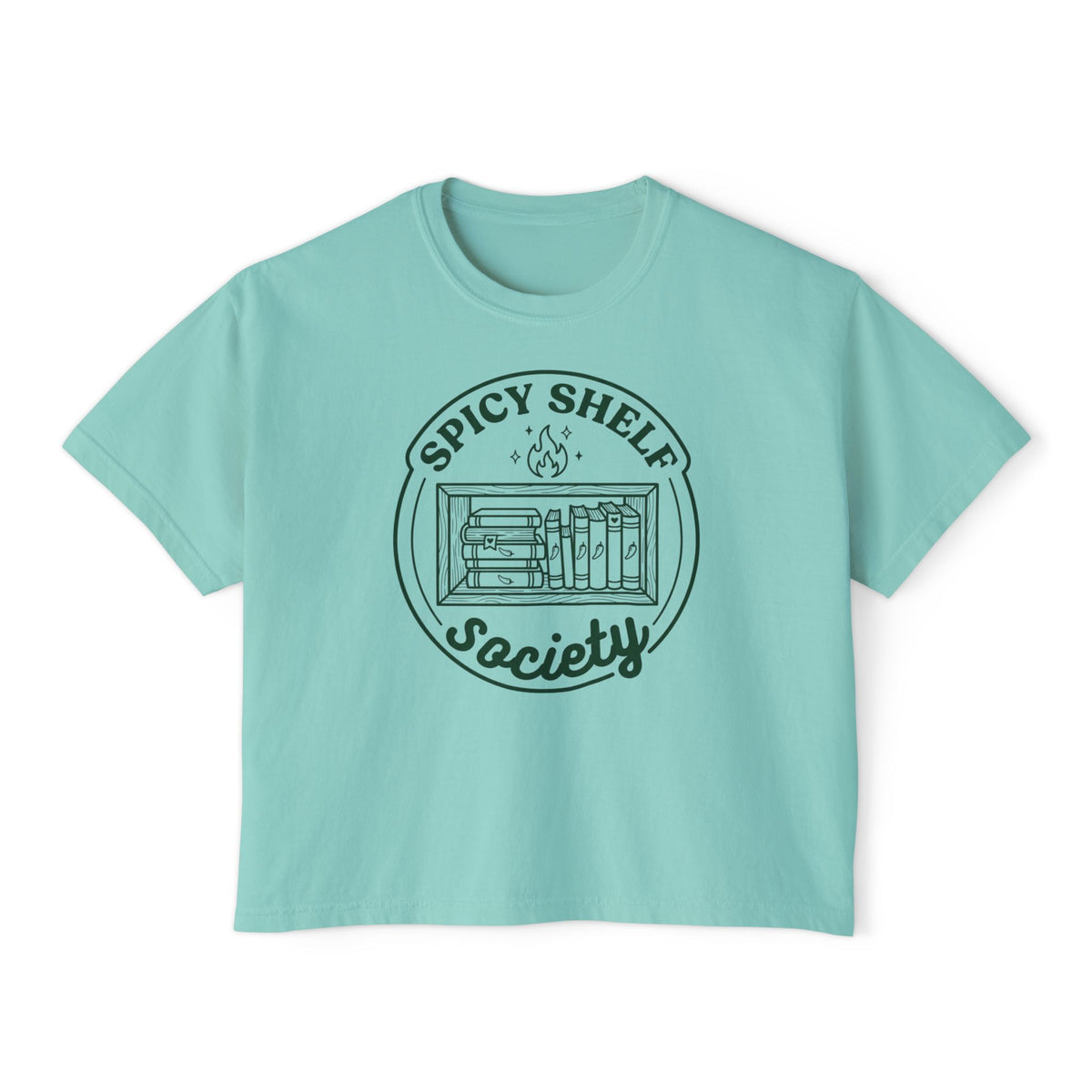 Spicy Shelf Society Women's Boxy Tee — Book Lover Reading Club Graphic Shirt