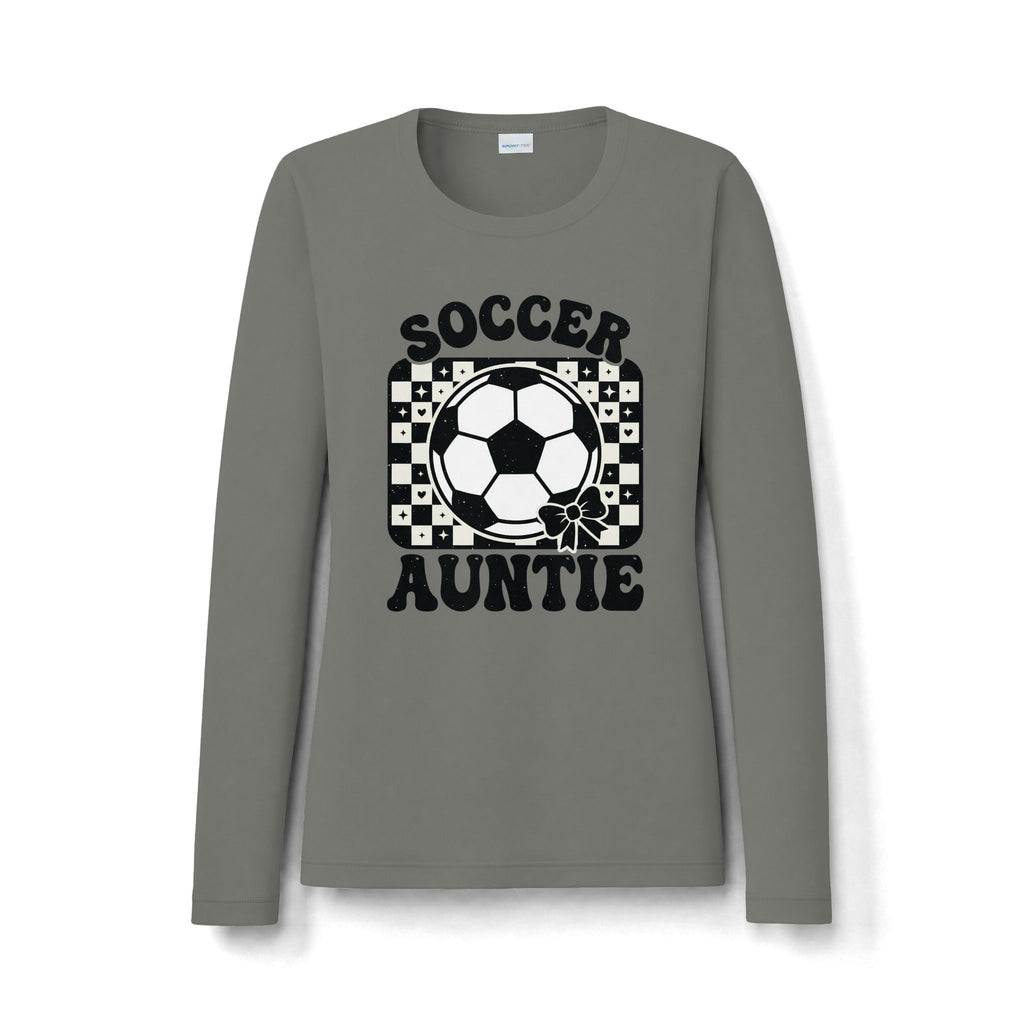 Soccer Auntie Long Sleeve Shirt — Retro Soccer Ball Design